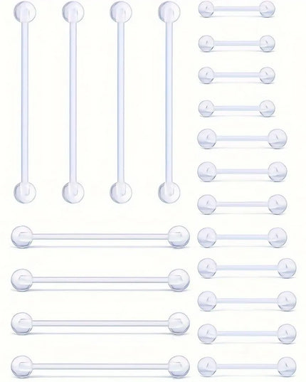 10pcs 12-38mm Clear Acrylic Barbell Piercing For Nipple Rings Tongue Industrial Stud Earrings Anti-allergy Jewelry Y2K