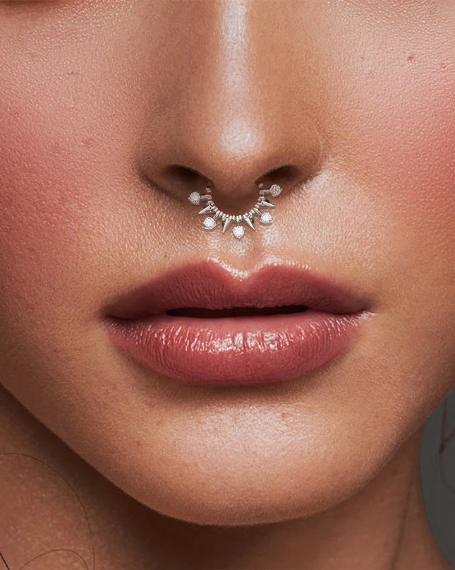 ASTM F136 Titanium Nose Ring Hoop 16G Pear CZ Hinged Segment Septum Clicker Ring Cartilage Daith Piercing Earring Body Jewelry