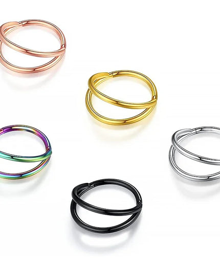 Nose Rings Hoops Double Septum Rings Cartilage Hoop Earring Piercing Nariz Open Stacked Hoop Nose Rings for Women and Men Gift
