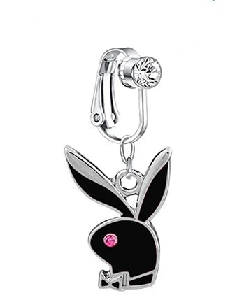 1pc Belly Button Rings Bunny Navel rings Gold color Rabbit Belly Rings for Women Gem stone Pink Bunny Fake Belly Piercing Ring