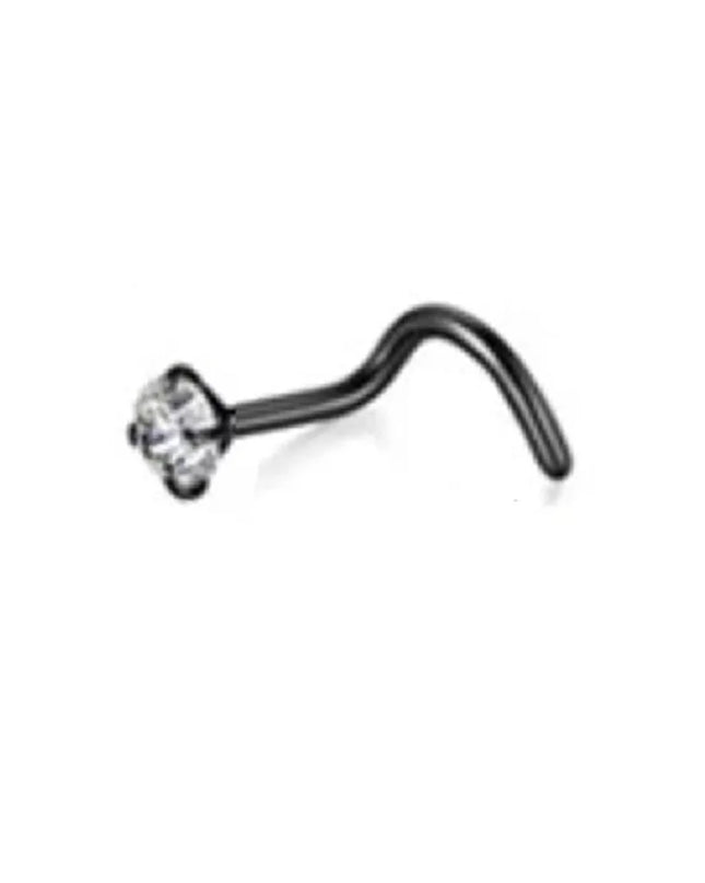 1Pcs 20G Nose Rings Hoop Surgical Stainless Steel Studs Screw L Shaped Nose Piercing Jewelry Women Black Woman and Man