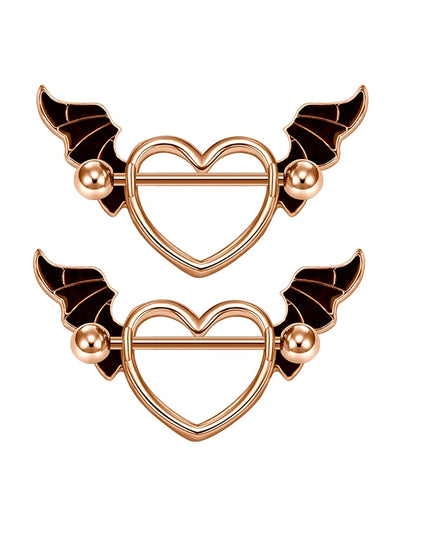 1Pair Heart Shaped Nipple Rings Piercing Jewelry for Women Sexy Clips Stianless Steel Nipple Ring Clamps Pierced Body Jewelry