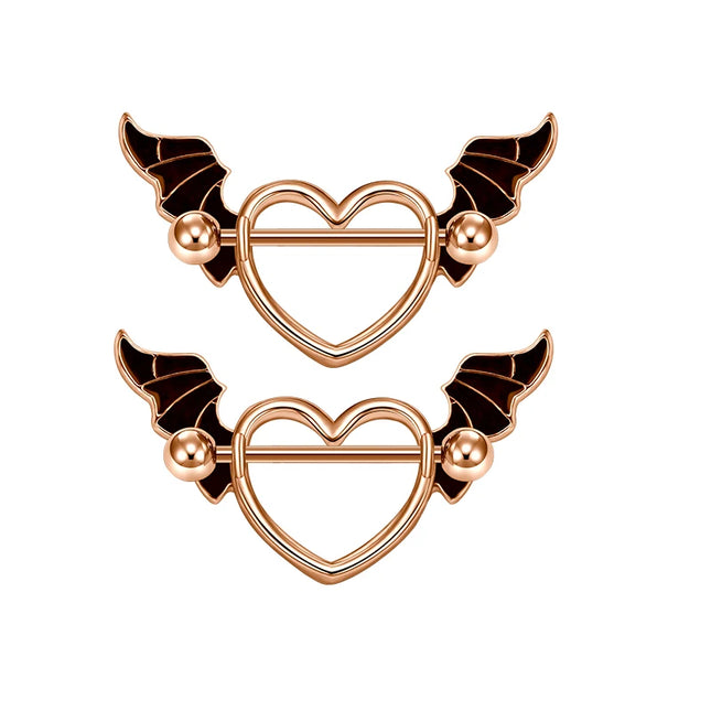 1Pair Heart Shaped Nipple Rings Piercing Jewelry for Women Sexy Clips Stianless Steel Nipple Ring Clamps Pierced Body Jewelry