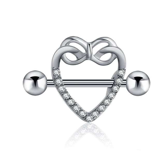 1 Pair Heart Barbell Nipple Ring Piercing Helix Piercing Sexy Nipple Jewelry High Quality Zircon Nipple Rings For Women Oreja