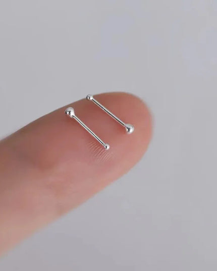 2pcs Ear Piercing Silver Needle Ear Stick Stud Earrings For Women Maintaining Ear Hole Small Tiny Round Ball Ear Jewelry