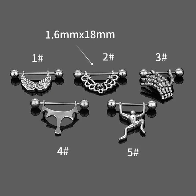 1PC Stainless Steel Matte Nipple Piercing 14G Nipple Ring Body Jewelry Bulk Tongue Piercing Lot Nipple Piercing Bar Pack