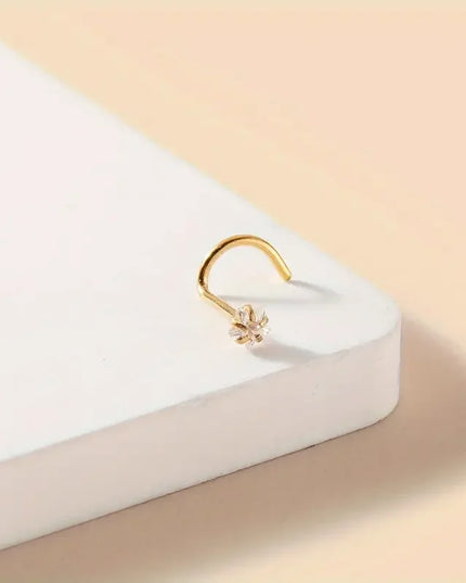 1pc Star-Shaped Heart Cubic Zirconia S Nose Stud Pierced Hook Nose Ring Stainless Steel Nose Piercing Jewelry Gift