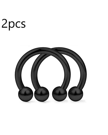 WKOUD 2pcs Crystal & Ball Nose Septum Horseshoe Earring Eyebrow Lip Helix Tragus Cartilage Piercing Ring 8mm