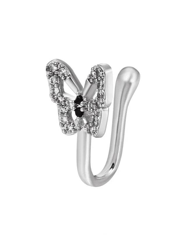 Fashion Nose Ring Charm Crystal Butterfly Pentagram Nose Ring Women Fake Piercing Clip on Nose Ear Rings Body Jewelry