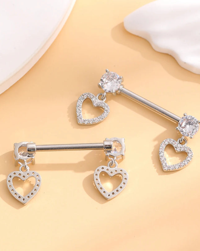 2pcs Heart Bear Dangled Nipple Piercings Screwed 14G Flower Butterfly Shield Bar Barbell Nipple Ring Piercing Nombril Jewelry
