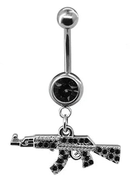 Belly Button rings Gun Dangle navel Ring clear Gem belly button Ring Body piercing Jewelry belly piercing for women