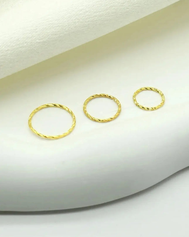 Sterling Silver 925 Pierceing Nose Ring Simple Round Size 6mm 8mm 10mm Printing Twist Rope Nose Ring Women Jewelry Nose Rings