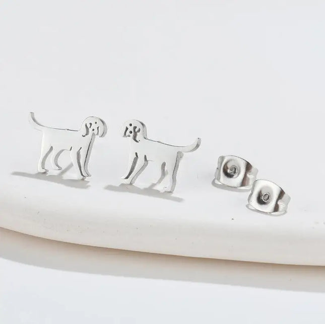 Pet Dog Ear Piercing For Women Cute Love Dachshunds Stainless Steel Corgi Dog Animal Stud Earring Free Shipping Brincos