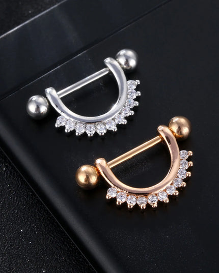 Sexy Nipple Ring Stainless Steel Zircon U Shape Barbell Nipple Studs Piercing Helix Piercing Body Papillary nail Jewelry