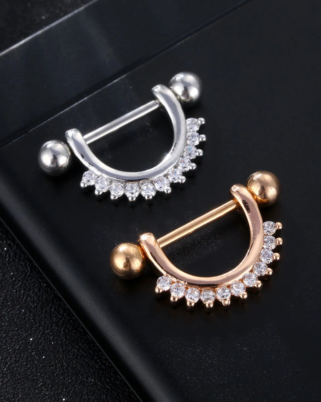 Sexy Nipple Ring Stainless Steel Zircon U Shape Barbell Nipple Studs Piercing Helix Piercing Body Papillary nail Jewelry