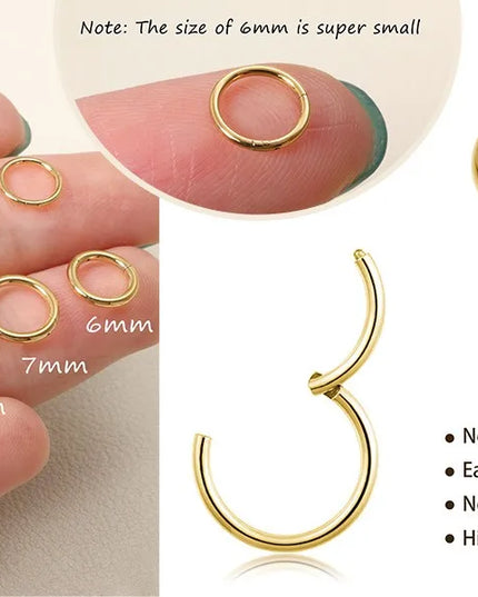 18G  316L Surgical Steel Nose Ring Hoop, Cartilage Hoop Earrings for Women Men  Piercing Jewelry 6mm/8mm/10mm/12mm