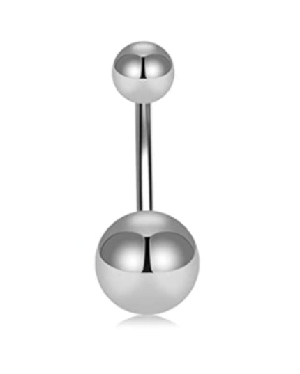 WKOUD 4Pcs Sexy Dangling Navel Belly Button Ring 14G Double Round Cubic Zirconia 316L Surgical Steel Belly Piercing Jewelry