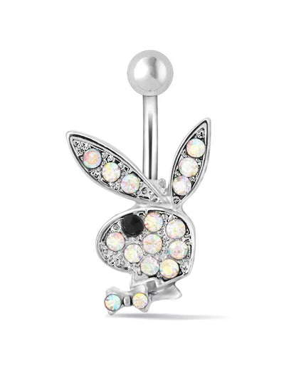 1pc Belly Button Rings Bunny Navel rings  Rabbit Belly Rings for Women Gem stone Pink Blue Bunny Fake Belly Piercing Rin