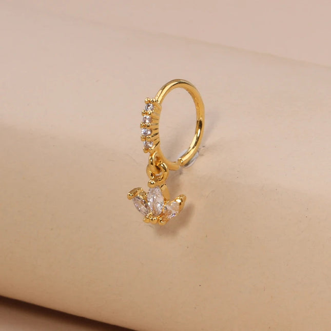 Nose Rings Hoop for Women Men Body Piercing Jewelry Cartilage Earring Nose Dangling CZ Cross Crown Starfish Dangle Nose Ring