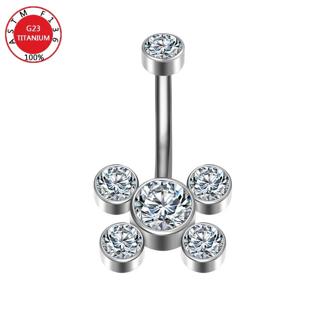 Belly Button Piercing Cartilage Diaphragm Navel Titanium Surgical Steel Woman Zircon Crystal Body Jewelry Women Accessories
