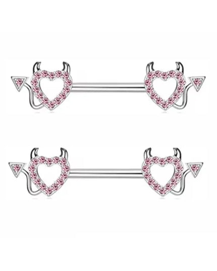 1Pair Pink Butterfly Nipple Piercing Jewelry Shiny Crystal Nipple Rings For Women Girls Heart Nipple Barbells Piercing Pezon