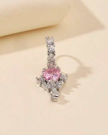 1 L-shaped heart-shaped CZ nose nail, shiny cubic zirconia cute perforated nose ring, silver and gold, suitable for women