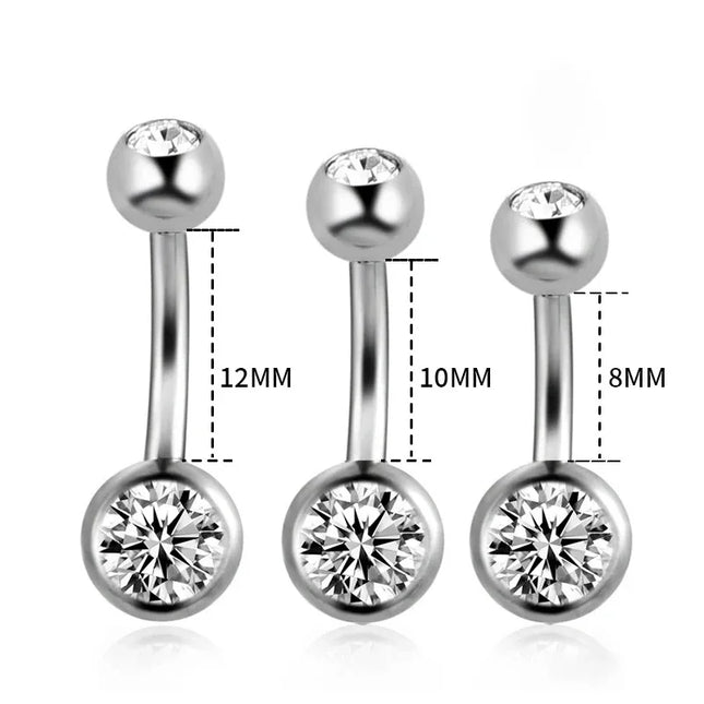 1Pc Belly Button Ring for Women, 316L Stainless Steel Belly Ring Piercing 8/10/12mm Belly Button Stud for Women