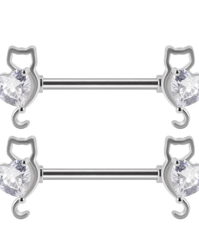1Pair Sword Cross Nipple Piercing Barbell Surgical Steel Crystal Nipple Shield Cover Heart Butterfly Nipple Ring Body Jewelry14G