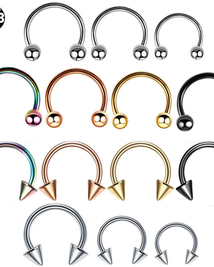 1PC Hot Sale Nose Horseshoe Ring Nose Septum Ring G23 Titanium Circular Piercing Ear Cartilage Tragus Body Jewelry Piercing