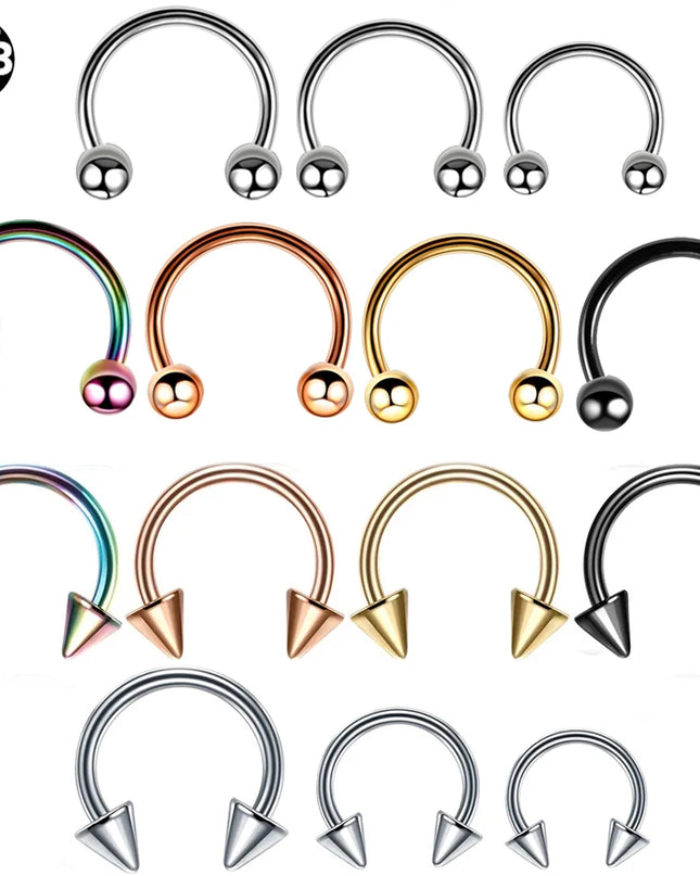 1PC Hot Sale Nose Horseshoe Ring Nose Septum Ring G23 Titanium Circular Piercing Ear Cartilage Tragus Body Jewelry Piercing