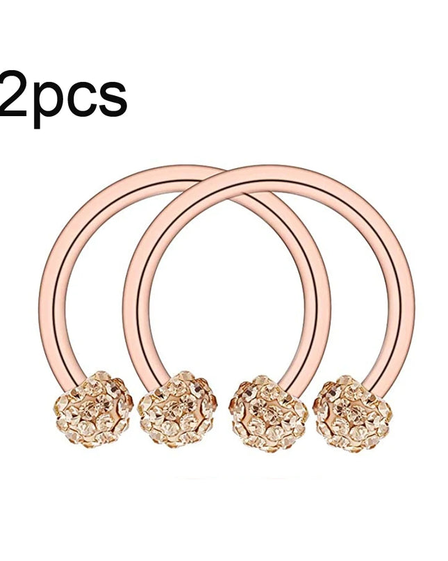 WKOUD 2pcs Crystal & Ball Nose Septum Horseshoe Earring Eyebrow Lip Helix Tragus Cartilage Piercing Ring 8mm