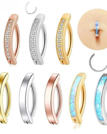 14G Cubic Zirconia Belly Button Ring, Simple Curved Reverse Belly Button Ring Women's Belly Button Piercing Jewelry