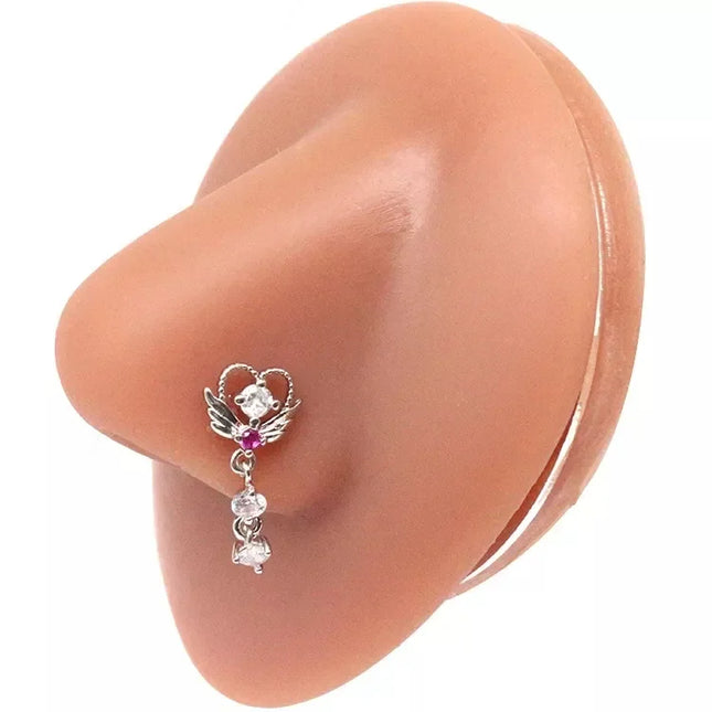 1Pcs Nose Ring for Women Dangle Nose Piercing Stainless Steel Nose Bend Ring Butterfly Dangling Noses Ring Body Piercing Jewelry