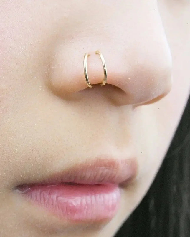 1 Piece Double Layers Stainless Steel Nose Ring Studs for Women 20G Hoops Twist Cartilage Tragus Septum Piercings Body Jewelry