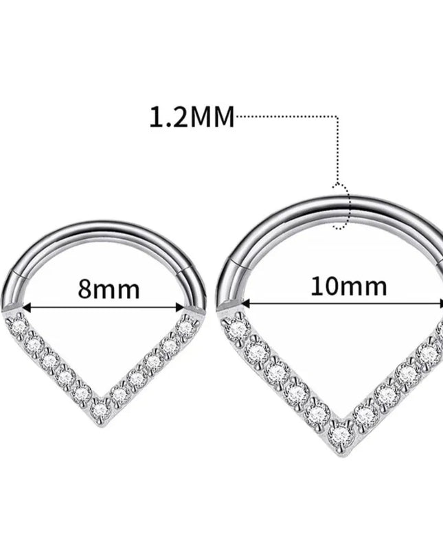 Surgical Steel Septum Nose Clicker Teardrop Shape Segment Ring Rhinestone Nose Ring Gold Hinged Body Piercing Jewelry Men