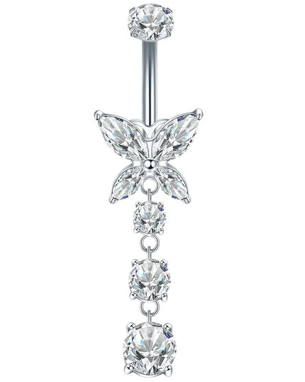 1Pc Titanium Belly Button Piercing Ring for Women CZ Heart Butterfly Dangle Navel Ring Belly Piercing Body Jewelry