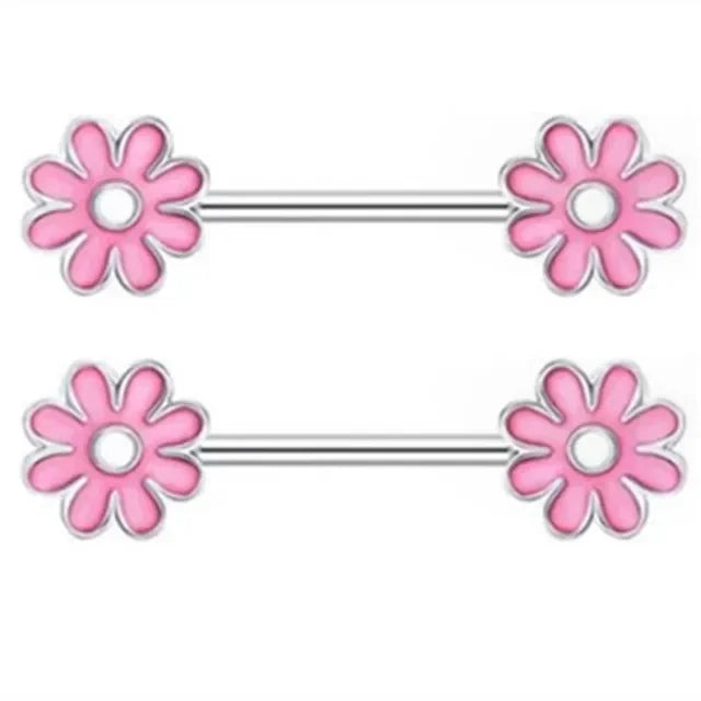 2 Pcs Stainless Steel Pink Nipple Piercing Jewelry Heart Wings Niplple Barbell Moon Devil Nipple Rings Body Piercing Pezon Mujer