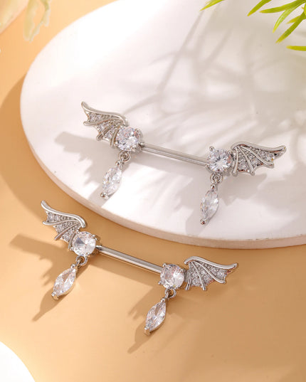 A Pair Cute Heart Dangled Nipple Piercings Barbell for Women Pink Color Moon Butterfly Shaped Sexy Nipple Rings Shield Bar Sets