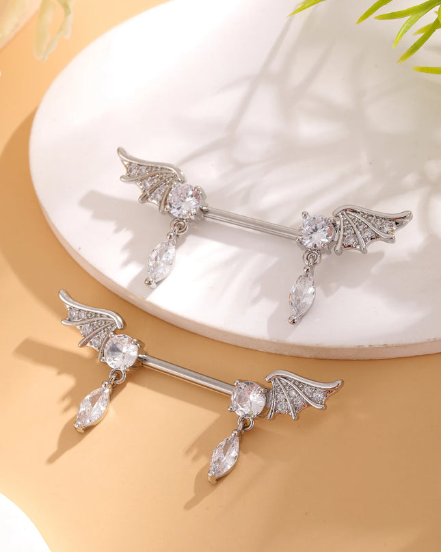 A Pair Cute Heart Dangled Nipple Piercings Barbell for Women Pink Color Moon Butterfly Shaped Sexy Nipple Rings Shield Bar Sets