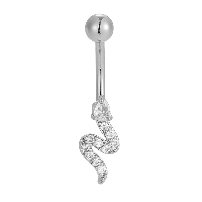 1PC 14G Surgical Steel Belly Button Rings Bow Butterfly Snake Cubic Zirconia Belly Button Barb Ombligo Piercing Jewelry