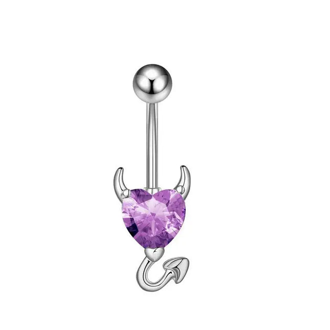 Belly Button Rings Mixed Purple Zircon Dangle Design Stainless Steel Durable Navel Rings for Daily Outfit Matching