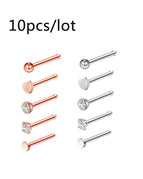 10PCS / Nose Rings & Studs / body|Round