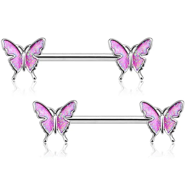Pink Heart Nipple Piercing Barbell Set Shiny Crystal Nipple Rings Bulk For Women Flower Nippel Jewelry Pack Piercing Teton Lots