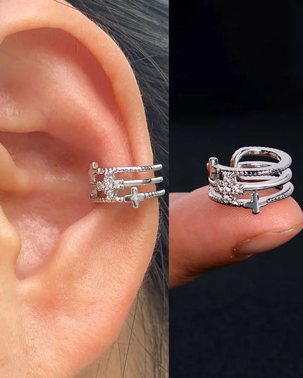 1Piece Zircon Charming Clip On Earrings Ear Cuff Without Piercing Women Geometric C Shape Earscreen Earcuffs Wrap Climb Earring
