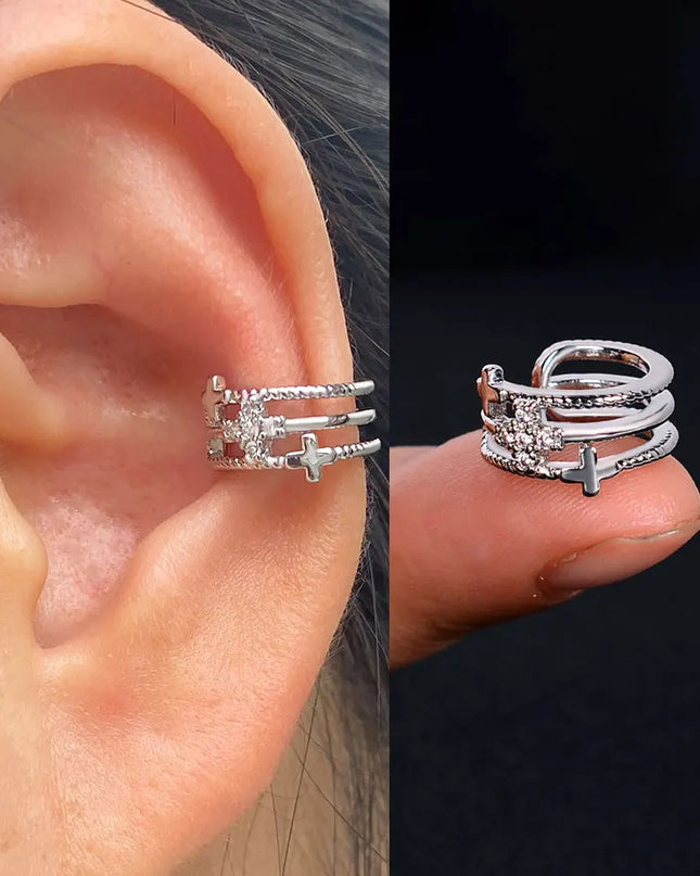 1Piece Zircon Charming Clip On Earrings Ear Cuff Without Piercing Women Geometric C Shape Earscreen Earcuffs Wrap Climb Earring