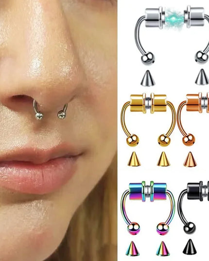 Stainless Steel Magnet Nose Ring Fake Piercing Horseshoe Rings Nose Clip Non-pierced Nose Hoop Fashion Women Men Body Jewelry