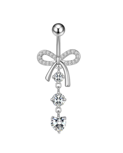 Surgical Steel Belly Piercing Jewelry Bow Dangle Belly Button Rings for Women CZ Navel Rings Body Jewelry