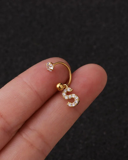 1Pc  English Letter Piercing  Tragus Piercing Jewelry Septo Nose Lip Ear Septum Cartilage Captive Hoop Ring Jewelry Pendientes