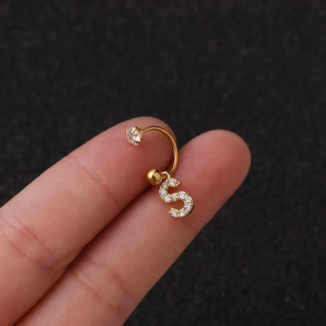 1Pc  English Letter Piercing  Tragus Piercing Jewelry Septo Nose Lip Ear Septum Cartilage Captive Hoop Ring Jewelry Pendientes