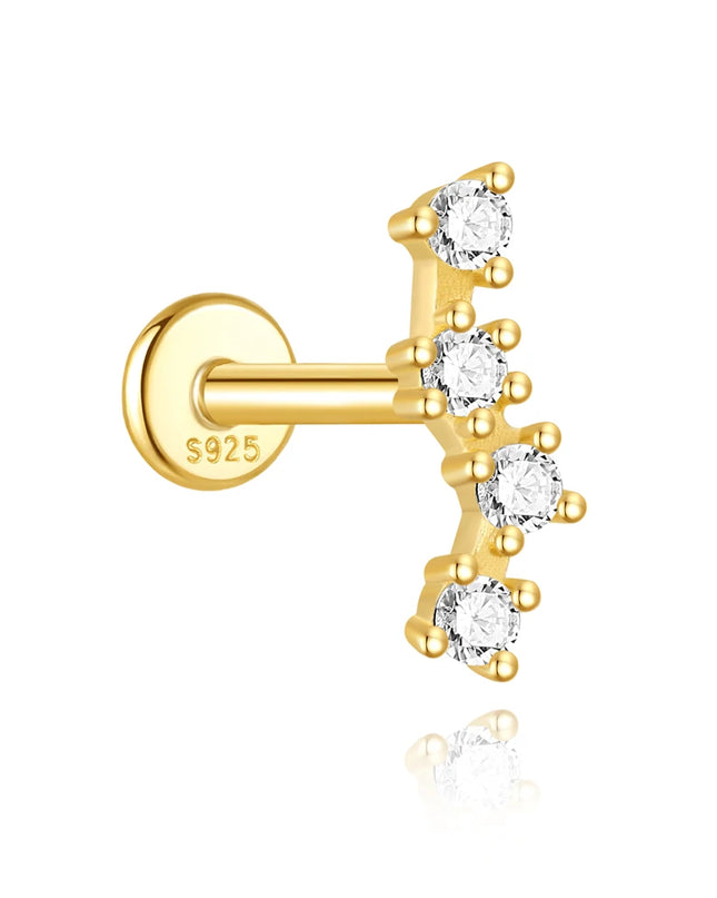 AIDE Heart Round Ball Flat Helix Piercing Earring 925 Sterling Silver Ear Studs Geometric Zircon Exquisite Trinket Studs Aretes
